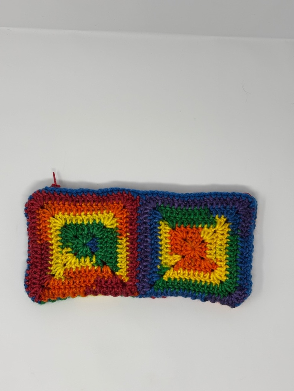 Crochet Zipper Pouch with Lining in Rainbow